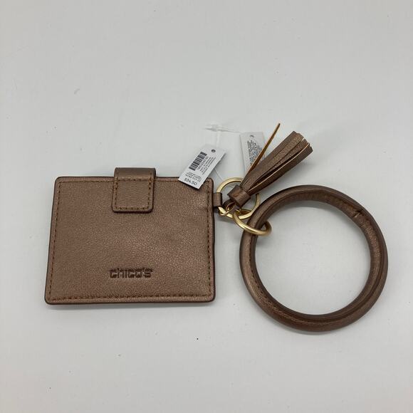 Chico’s small brown key chain cardholder with tassel - Picture 2 of 3
